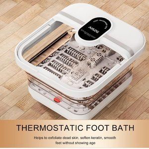 Collapsible Foot Spa Bath Massager with 8 Massage Rollers,Pedicure Foot Spa